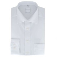 Chemise OLYMP Luxor comfort fit UNI POPELINE blanc avec col Nouveau Kent en coupe classique