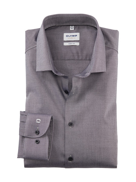 Chemise Olymp BODY FIT TWILL noir avec col Kent moderne en coupe étroite
