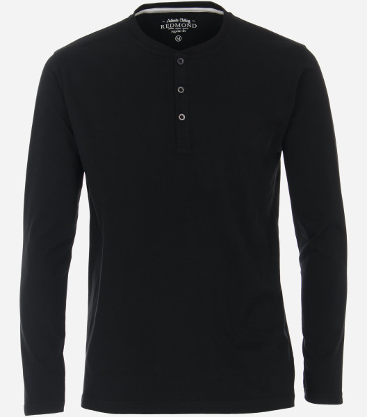 T-shirt Redmond REGULAR FIT JERSEY noir avec col Encolure en V en coupe classique