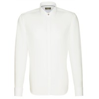 Chemise Seidensticker SHAPED UNI POPELINE beige avec col Business Kent Party en coupe moderne