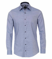 Chemise Venti BODY FIT STRUCTURE bleu moyen avec col Kent en coupe étroite