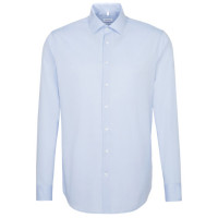 Chemise Seidensticker SHAPED FIL À FIL bleu clair avec col Business Kent en coupe moderne