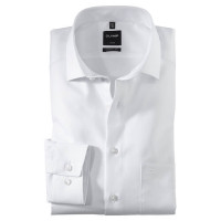 Chemise OLYMP Luxor modern fit TWILL blanc avec col Global Kent en coupe moderne