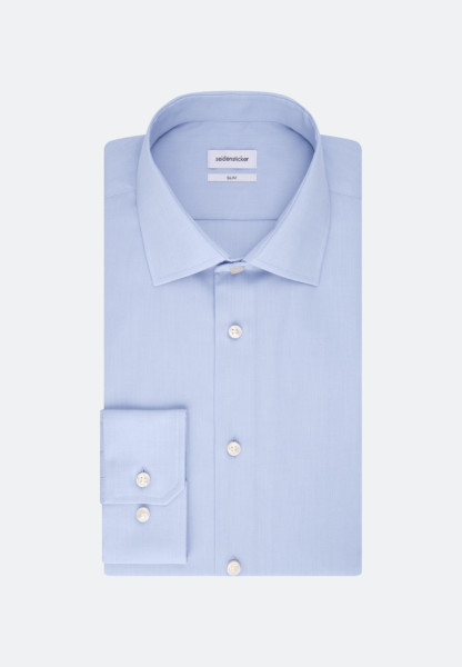 Chemise Seidensticker SLIM FIT FIL À FIL bleu clair avec col Business Kent en coupe étroite