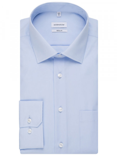 SEIDENSTICKER Regular Fit Chemise Bleu clair Business Kent Popeline - Vue 4