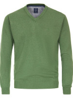 Pull Redmond REGULAR FIT MELANGE vert avec col Encolure en V en coupe classique