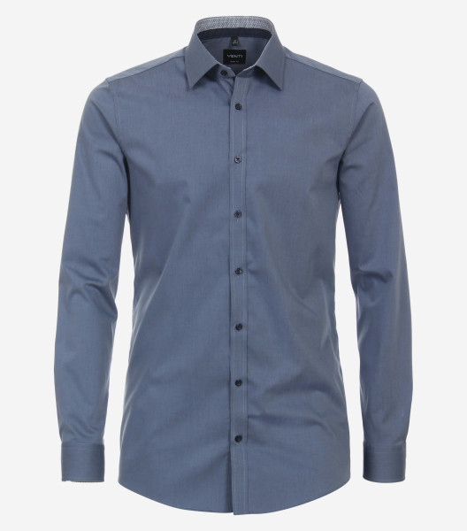 Chemise Venti BODY FIT UNI POPELINE bleu moyen avec col Kent en coupe étroite