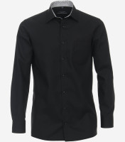 Chemise CasaModa COMFORT FIT UNI POPELINE noir avec col Kent en coupe classique