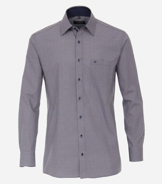 Chemise CasaModa COMFORT FIT PRINT bleu moyen avec col Kent en coupe classique