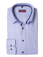 Chemise Marvelis BODY FIT TWILL bleu clair avec col New York Kent en coupe étroite