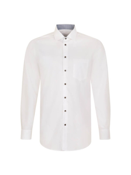 Chemise Seidensticker MODERN UNI POPELINE blanc avec col Business Kent en coupe moderne