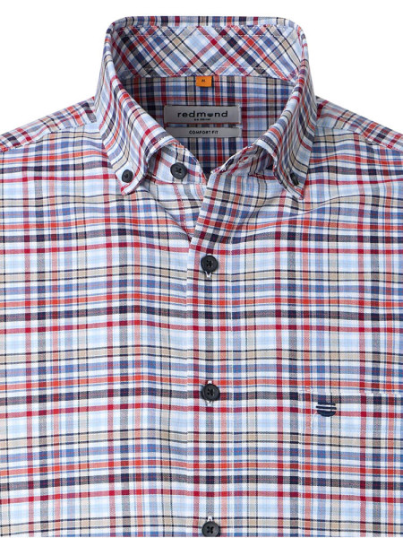 REDMOND Comfort Fit Chemise Rouge Button-Down Fein Oxford - Vue 1