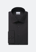 Chemise Seidensticker SLIM FIT UNI POPELINE noir avec col Business Kent en coupe étroite