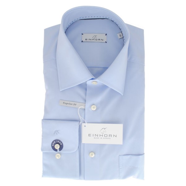 Chemise Einhorn &quot;Derby&quot; bleue clair, col kent, coupe classique