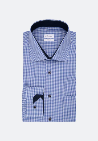 Chemise Seidensticker REGULAR FIT UNI POPELINE bleu clair avec col Business Kent en coupe classique