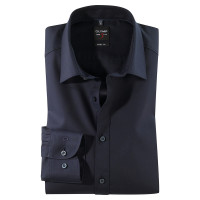 Chemise OLYMP Level Five body fit TWILL bleu foncé avec col New York Kent en coupe étroite