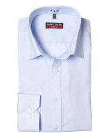 Chemise Marvelis BODY FIT UNI POPELINE bleu clair avec col New York Kent en coupe étroite