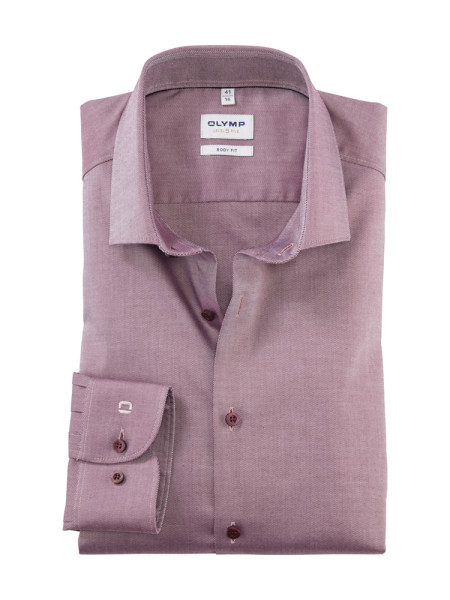 Chemise Olymp BODY FIT TWILL rouge avec col Kent moderne en coupe étroite