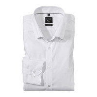 Chemise OLYMP No. Six super slim UNI POPELINE blanc avec col Under Button Down en coupe super étroite