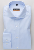 Chemise Eterna SLIM FIT TWILL bleu clair avec col Italien en coupe étroite