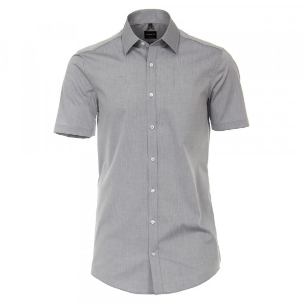 Chemise Venti BODY FIT UNI POPELINE gris avec col Kent en coupe étroite