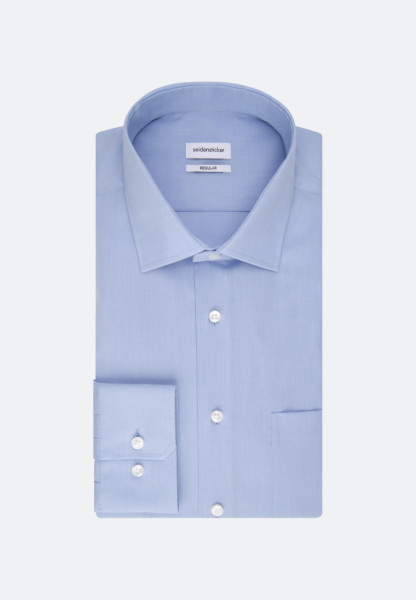 Chemise Seidensticker REGULAR FIT FIL À FIL bleu clair avec col Business Kent en coupe classique