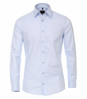 Chemise Venti BODY FIT STRUCTURE bleu clair avec col Kent en coupe étroite
