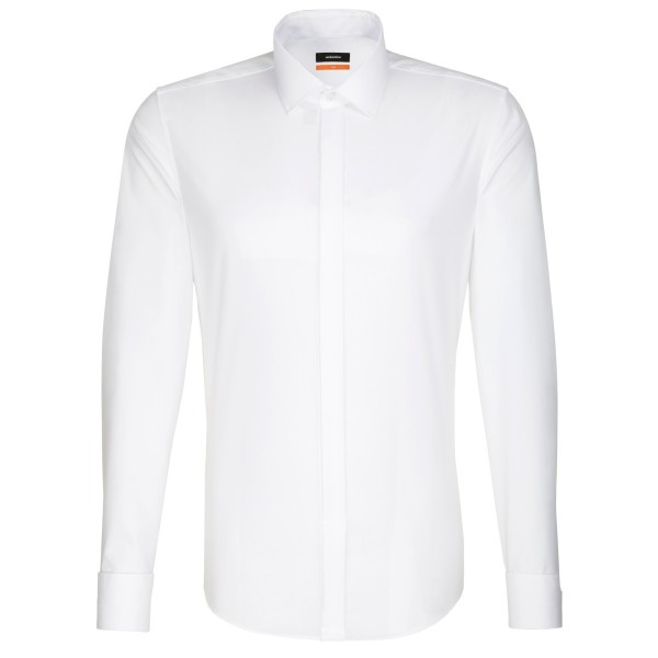 Chemise Seidensticker SLIM FIT UNI POPELINE blanc avec col Business Kent Party en coupe étroite