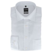 Chemise OLYMP Luxor modern fit NATTÉ blanc avec col Nouveau Kent en coupe moderne