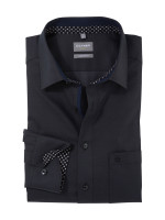 Chemise Olymp COMFORT FIT UNI POPELINE noir avec col Nouveau Kent en coupe classique