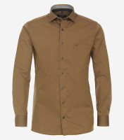 Chemise CasaModa COMFORT FIT UNI POPELINE beige avec col Kent en coupe classique