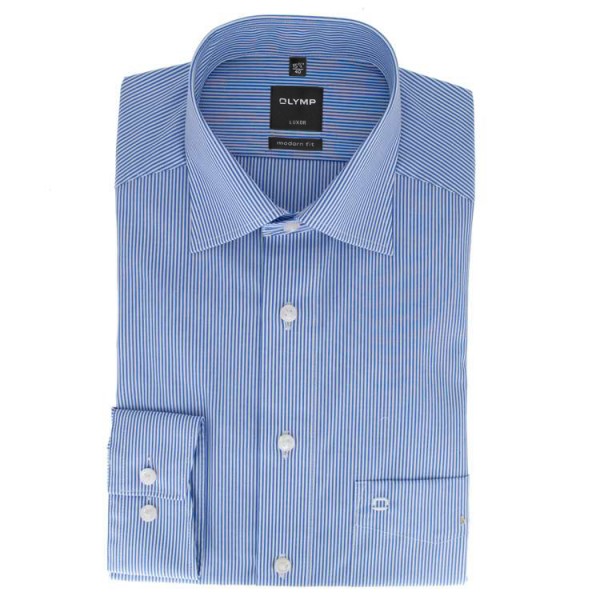 Chemise OLYMP Luxor modern fit OFFICE bleu foncé avec col Nouveau Kent en coupe moderne