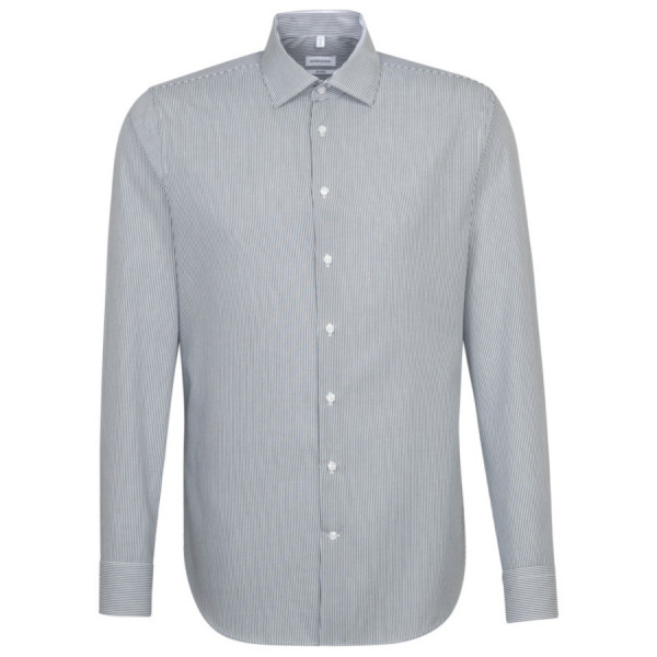 Chemise Seidensticker SHAPED OFFICE bleu foncé avec col Business Kent en coupe moderne