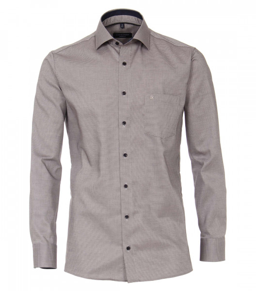 Chemise CASAMODA MODERN FIT STRUCTURE marron clair avec col Kent en coupe moderne