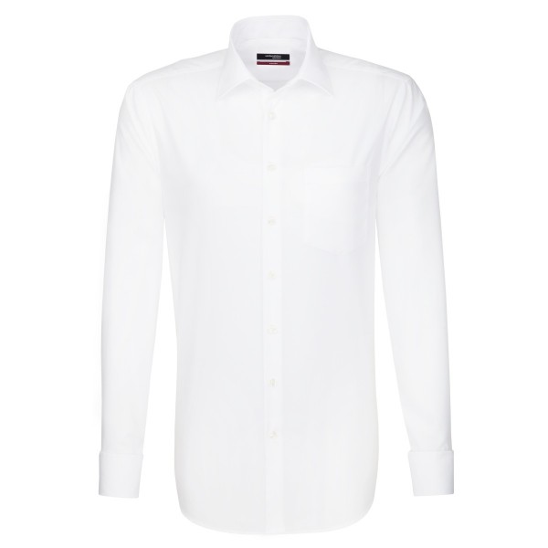 Chemise Seidensticker REGULAR UNI POPELINE blanc avec col Business Kent en coupe moderne