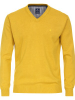 Pull Redmond REGULAR FIT MELANGE jaune avec col Encolure en V en coupe classique