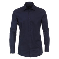 Chemise Venti BODY FIT STRUCTURE bleu foncé avec col Kent en coupe étroite