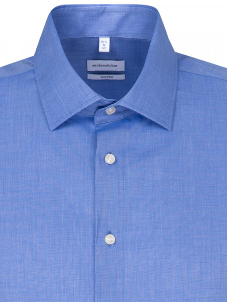 SEIDENSTICKER Tailored Fit Chemise Bleu moyen Business Kent Fil à Fil - Vue 2
