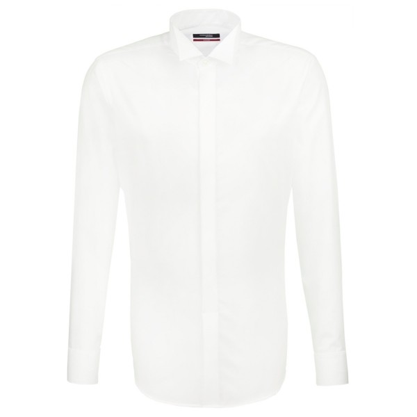 Chemise Seidensticker REGULAR UNI POPELINE blanc avec col Carmen Party en coupe moderne