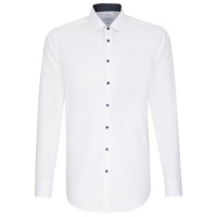 Chemise Seidensticker SHAPED UNI POPELINE blanc avec col Business Kent en coupe moderne