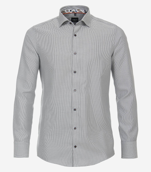 Chemise Venti MODERN FIT UNI POPELINE gris avec col Under Button Down en coupe moderne