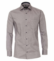 Chemise CASAMODA MODERN FIT STRUCTURE marron clair avec col Kent en coupe moderne