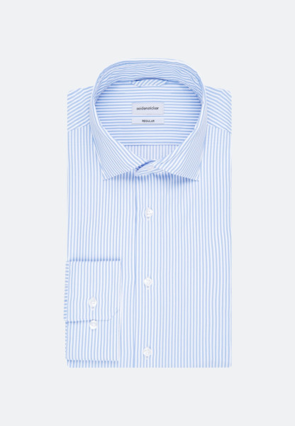 Chemise Seidensticker SLIM FIT UNI STRETCH bleu clair avec col Kent en coupe étroite