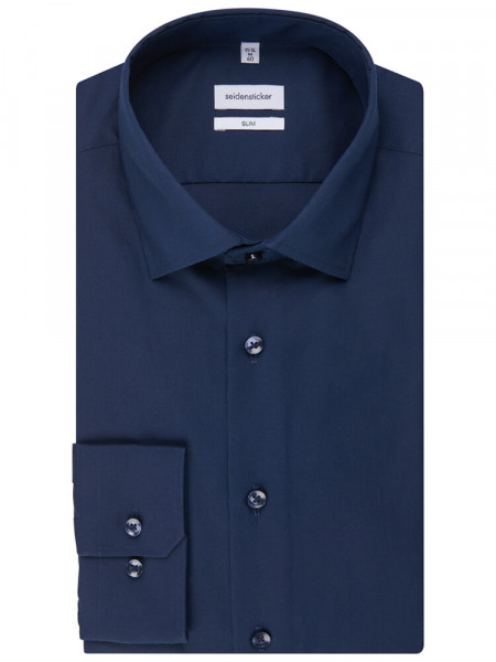 SEIDENSTICKER Slim Fit Chemise Marine Business Kent Popeline - Vue 4