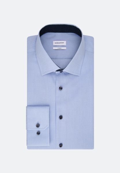 Chemise Seidensticker EXTRA SLIM FIL À FIL bleu clair avec col Business Kent en coupe super étroite