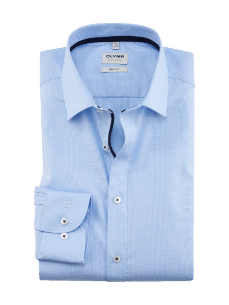 Chemise OLYMP LEVEL 5 UNI STRETCH bleu clair avec col New York Kent en coupe étroite