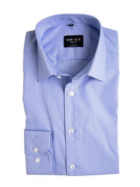 Chemise Marvelis BODY FIT UNI POPELINE bleu clair avec col New York Kent en coupe étroite