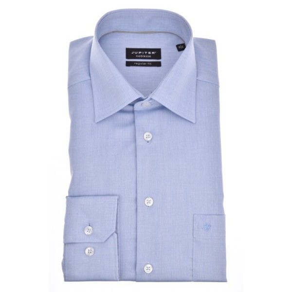 Chemise Jupiter COMFORT FIT CHAMBRAY bleu clair avec col Kent en coupe classique