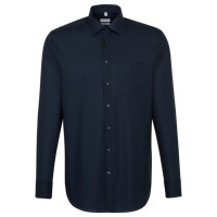 Chemise Seidensticker REGULAR UNI POPELINE bleu foncé avec col Business Kent en coupe moderne