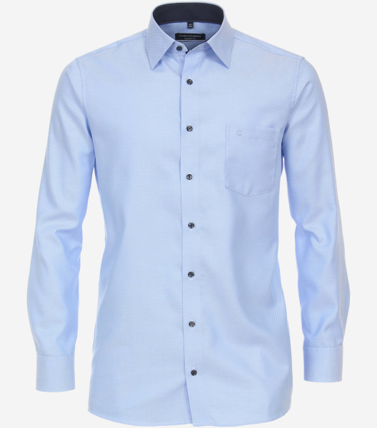 Chemise CasaModa COMFORT FIT DOBBY bleu clair avec col Kent en coupe classique
